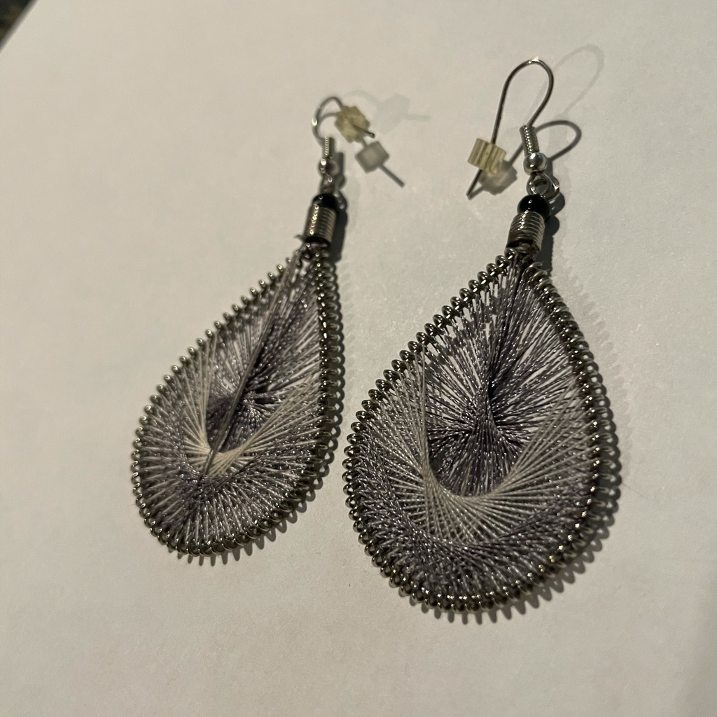 Gray Woven String Earrings